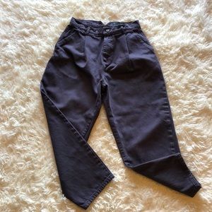 ASOS DESIGN. Organic Denim pleat front peg pants in plum.